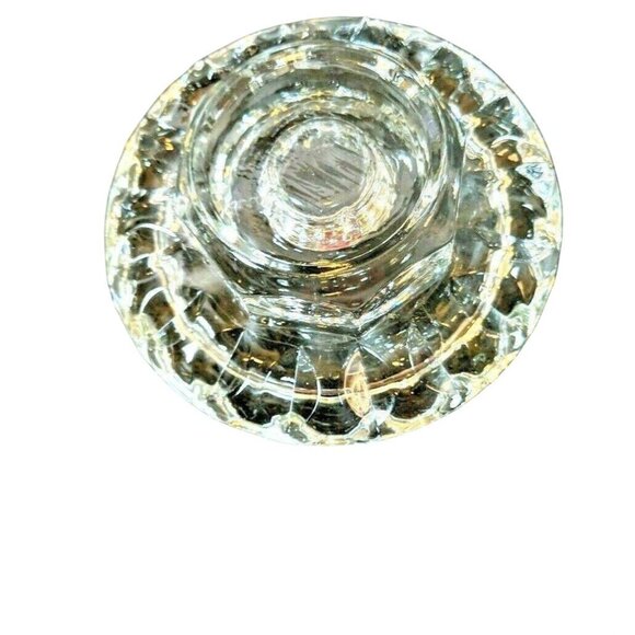 FACETED CRYSTAL ROUND PAIR OF VOTIVE OR TEA CANDLE HOLDERS 63h - Picture 6 of 6